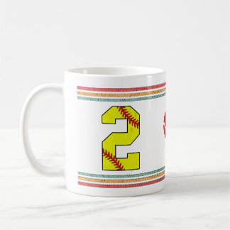 Vintage Retro Softball Number 2 Artwork Kaffeetasse