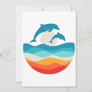 Vintage Retro Sommerzeit Strand Delphin Einladung