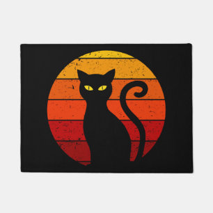 Vintage Retro Sonnenuntergang Halloween Schwarze K Fußmatte