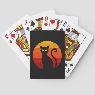 Vintage Retro Sonnenuntergang Halloween Schwarze K Spielkarten