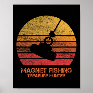 Vintage Retro Sonnenuntergang Magnetfischen  Poster