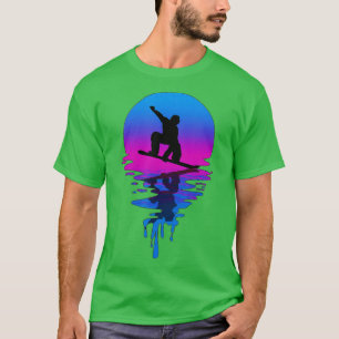 Vintage Retro Sonnenuntergang Snowboarden T-Shirt