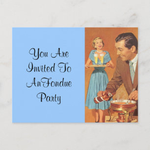 Vintage Retro-Spaß-Fondue-Party-Einladung Einladungspostkarte