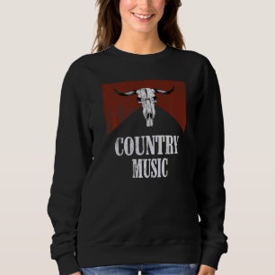 Vintage Retro Stierschädel Western Country-Musik Sweatshirt