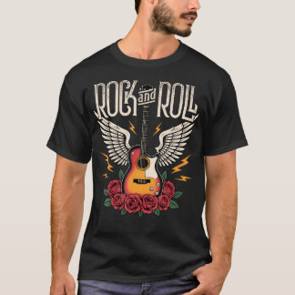 Vintage Retro Stil 70er 80er Gitarre mit Flügeln T-Shirt