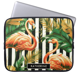 Vintage Retro Streifen Flamingo Laptopschutzhülle