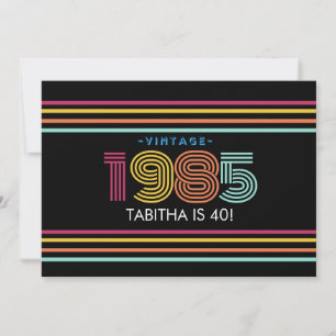 Vintage Retro-Streifen Kassette Neonfarben 1985 Einladung