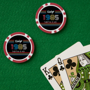 Vintage Retro Stripe Primärfarben 1985 Pokerchips