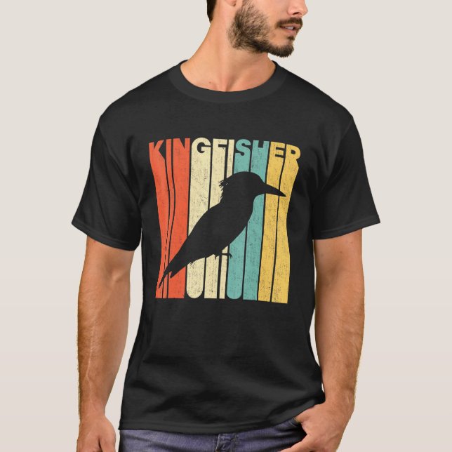 Vintage Retro Style Kingfisher-Silhouette T-Shirt (Vorderseite)