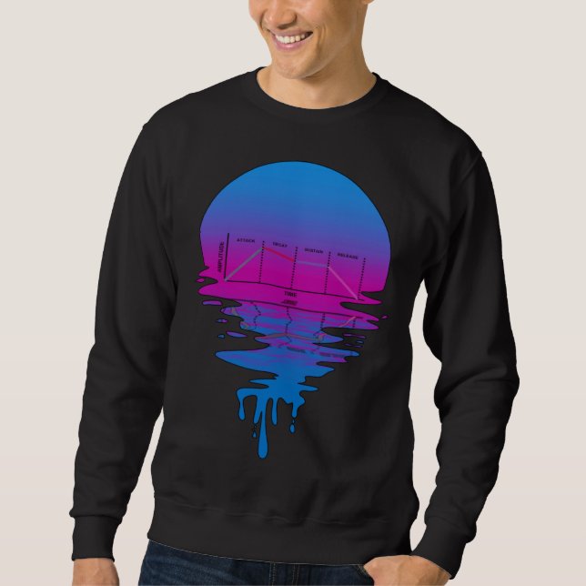 Vintage Retro Sunset ADSR Synth Sweatshirt (Vorderseite)