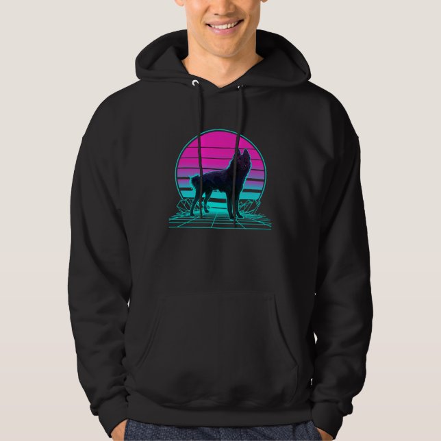 Vintage Retro Sunset Schipperke Hoodie (Vorderseite)