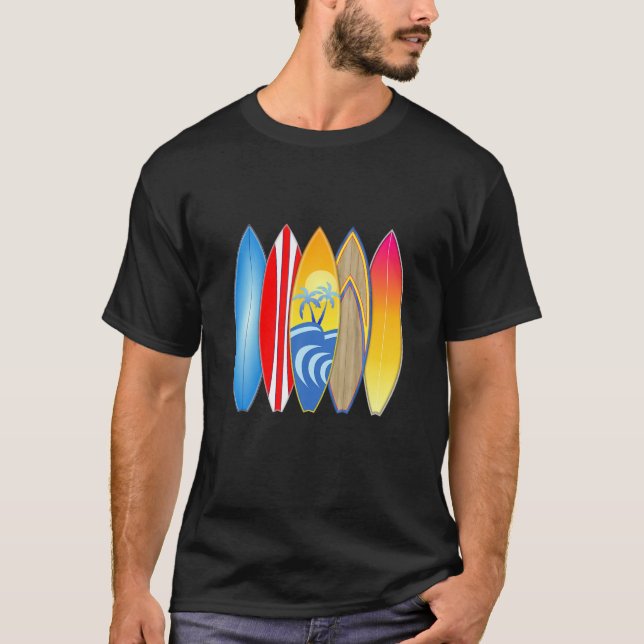 Vintage Retro-Surfbretter T-Shirt (Vorderseite)