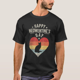 Vintage Retro Süße Katze Valentinstag T-Shirt