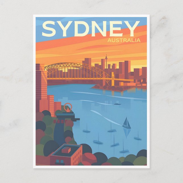 Vintage Retro Sydney Australien Australie Postkarte (Vorderseite)