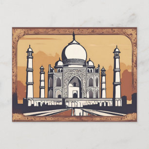 Vintage Retro Taj Mahal Postkarte