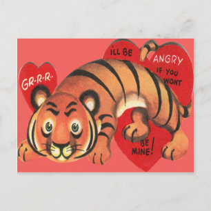 Vintage Retro Tiger Valentine Card Feiertagspostkarte