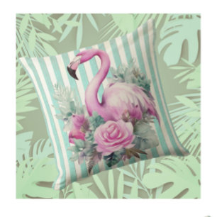Vintage Retro Tropischer Rosa Flamingo  Kissen