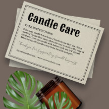 Vintage Retro-Typografie Candle Care Card