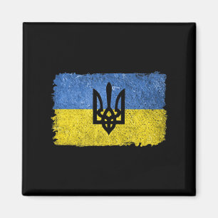 Vintage Retro Ukraine Ukrainische Flagge Stolz Pat Magnet