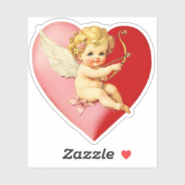 Vintage Retro Valentine Cupid Heart Aufkleber