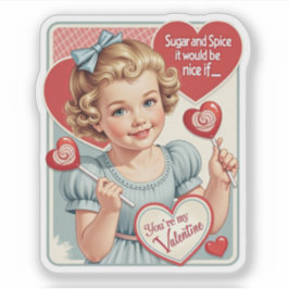 Vintage Retro Valentine Sugar and Spice Aufkleber