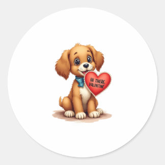 Vintage Retro Valentine's Day Puppy Dog Valentine  Runder Aufkleber