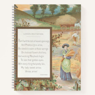 Vintage Retro Valentinstag, ländliche Farm Landsch Notizbuch