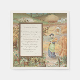 Vintage Retro Valentinstag, ländliche Farm Landsch Serviette