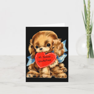 Vintage Retro Valentinstag Welpe Hund Valentinstag Karte