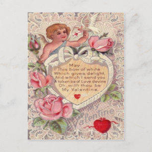 Vintage Retro-Viktorianische Kupid-Rose Valentiner Feiertagspostkarte