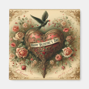 Vintage/Retro/Viktorianischer Valentinstag-Herz Magnet