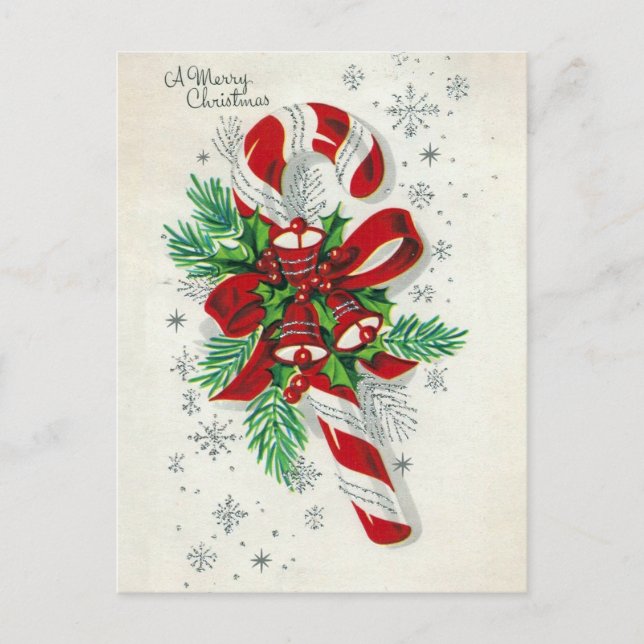 Vintage Retro Weihnachtscreme Feiertagspostkarte (Vorderseite)