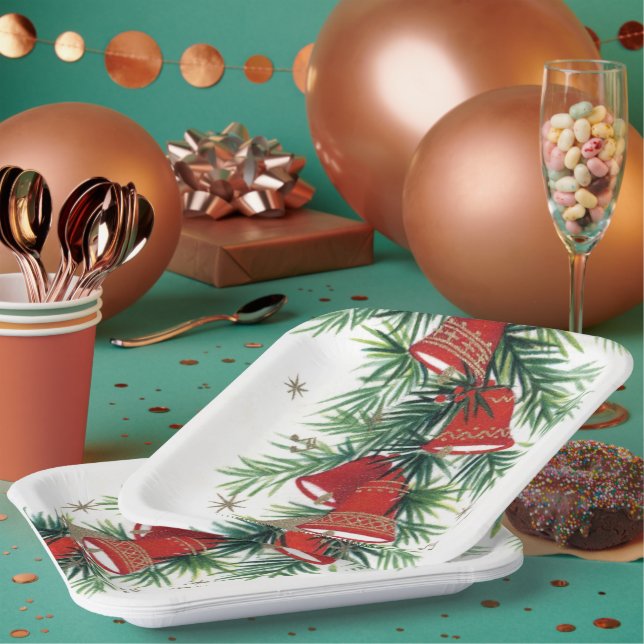 Vintage Retro-Weihnachtsglocke Party Platte Pappteller (Multi)