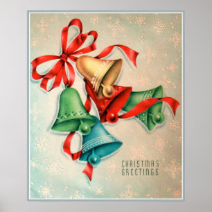 Vintage Retro Weihnachtsglocken Holiday Poster