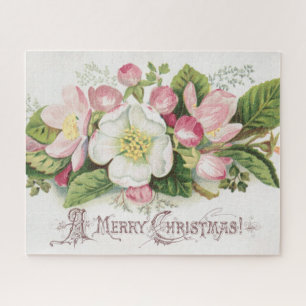 Vintage Retro-Weihnachtskarte, Apfelblüten