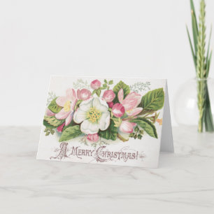 Vintage Retro-Weihnachtskarte, Apfelblüten Karte