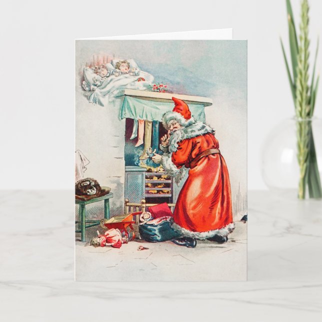 Vintage Retro Weihnachtskarte Feiertagskarte (Vorderseite)