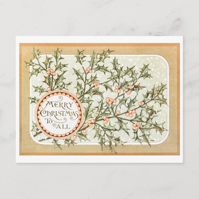 Vintage Retro Weihnachtskarte Feiertagspostkarte (Vorderseite)