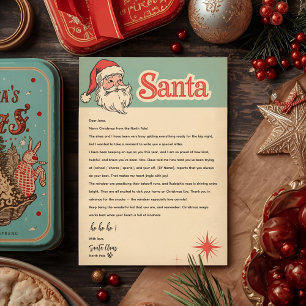 Vintage Retro Weihnachtsmann-Brief Weihnachten Einladung