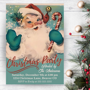 Vintage Retro Weihnachtsmann individuelle Weihnach Einladung