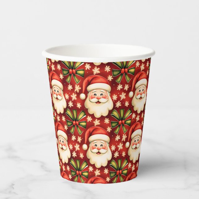 Vintage Retro Weihnachtsmann Pappbecher (Vorderseite)