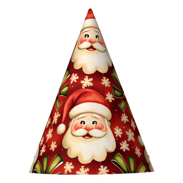 Vintage Retro Weihnachtsmann Partyhütchen (Vorderseite)