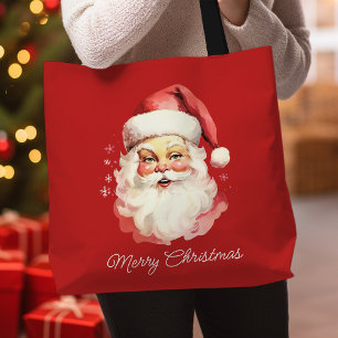 Vintage Retro Weihnachtsmann Rot Frohe Weihnachten Tasche