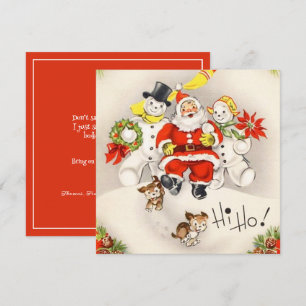 Vintage Retro Weihnachtsmann Schneemann Süße Welpe