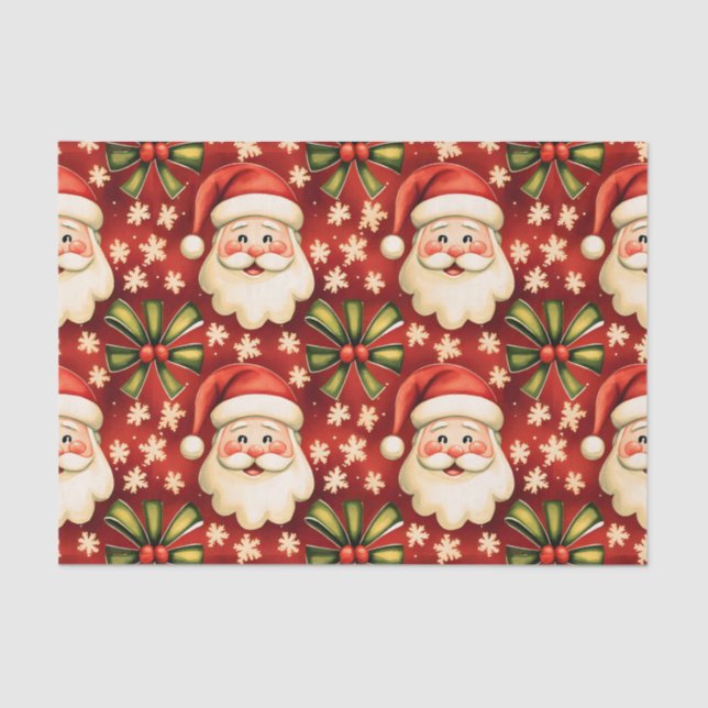 Vintage Retro Weihnachtsmann Seidenpapier (Vorderseite)