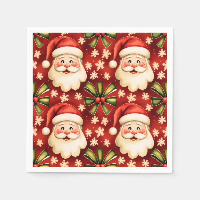 Vintage Retro Weihnachtsmann Serviette (Vorderseite)