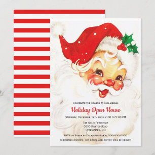 Vintage Retro Weihnachtsmann Weihnachten  Einladung