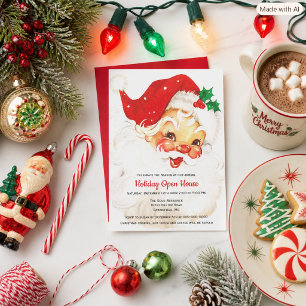 Vintage Retro Weihnachtsmann Weihnachten Einladung
