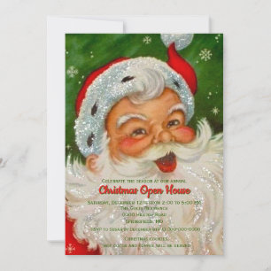 Vintage Retro Weihnachtsmann Weihnachten Einladung