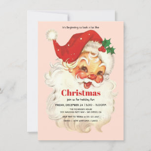 Vintage Retro Weihnachtsmann Weihnachtsfeier Einladung